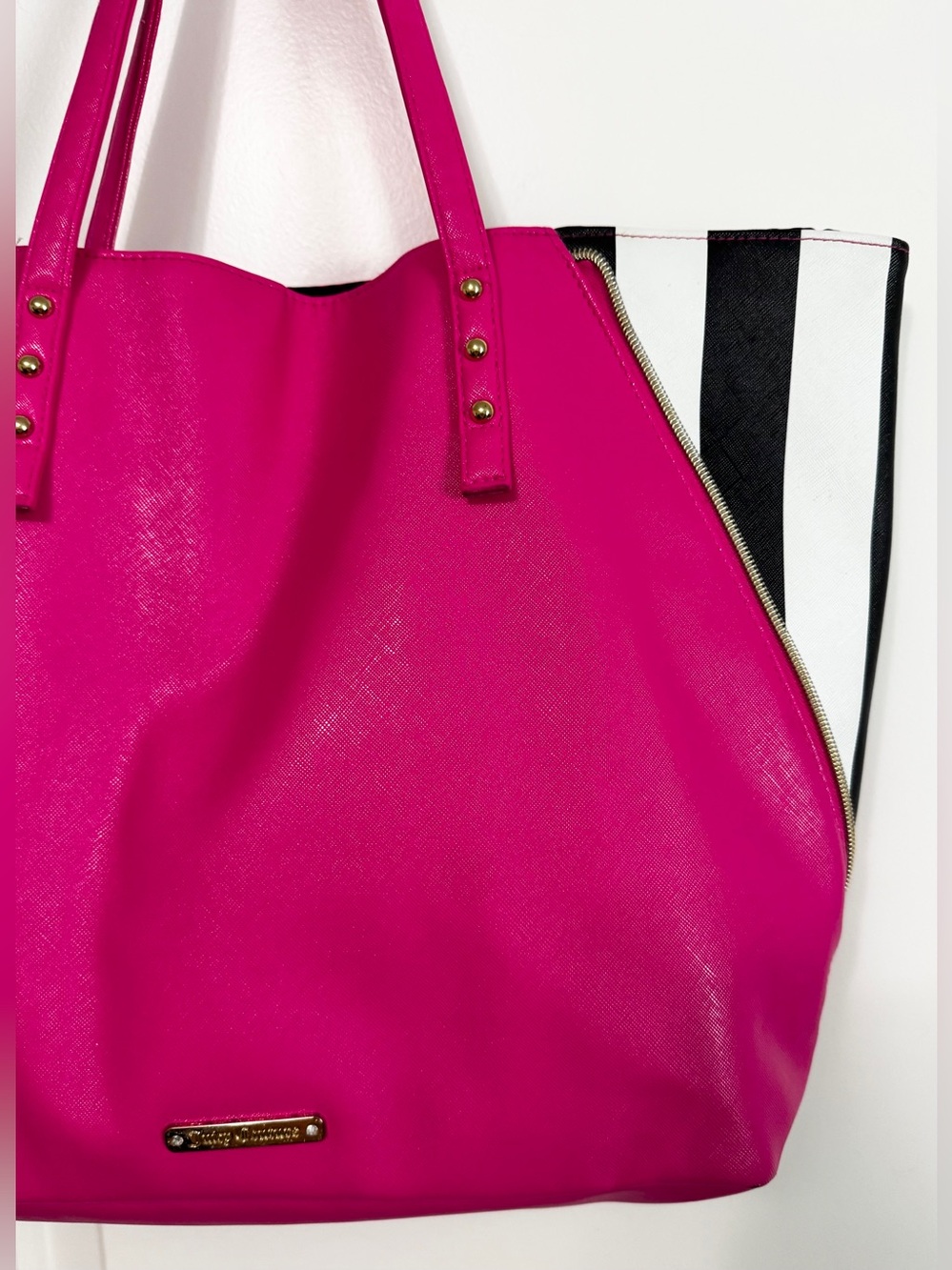 Juicy Couture Fuchsia Stripe Tote Bag - Picture 6 of 16